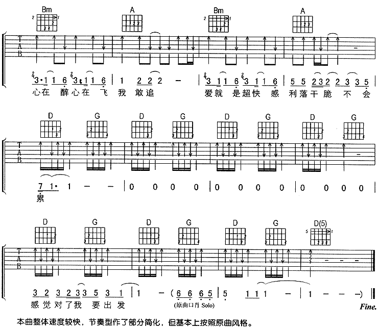 超快感（孙燕姿）吉他谱