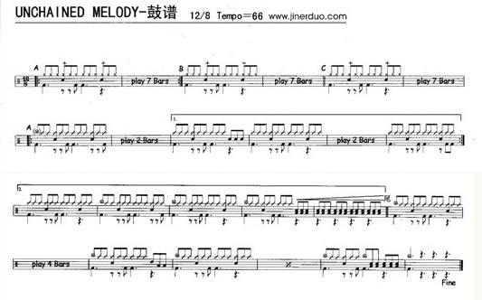 unchained melody架子鼓谱