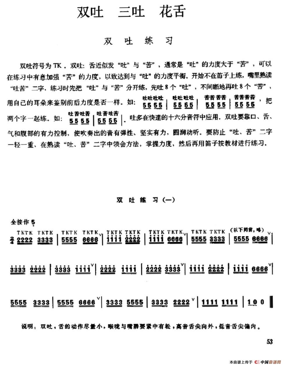 笛子双吐、三吐、花舌练习