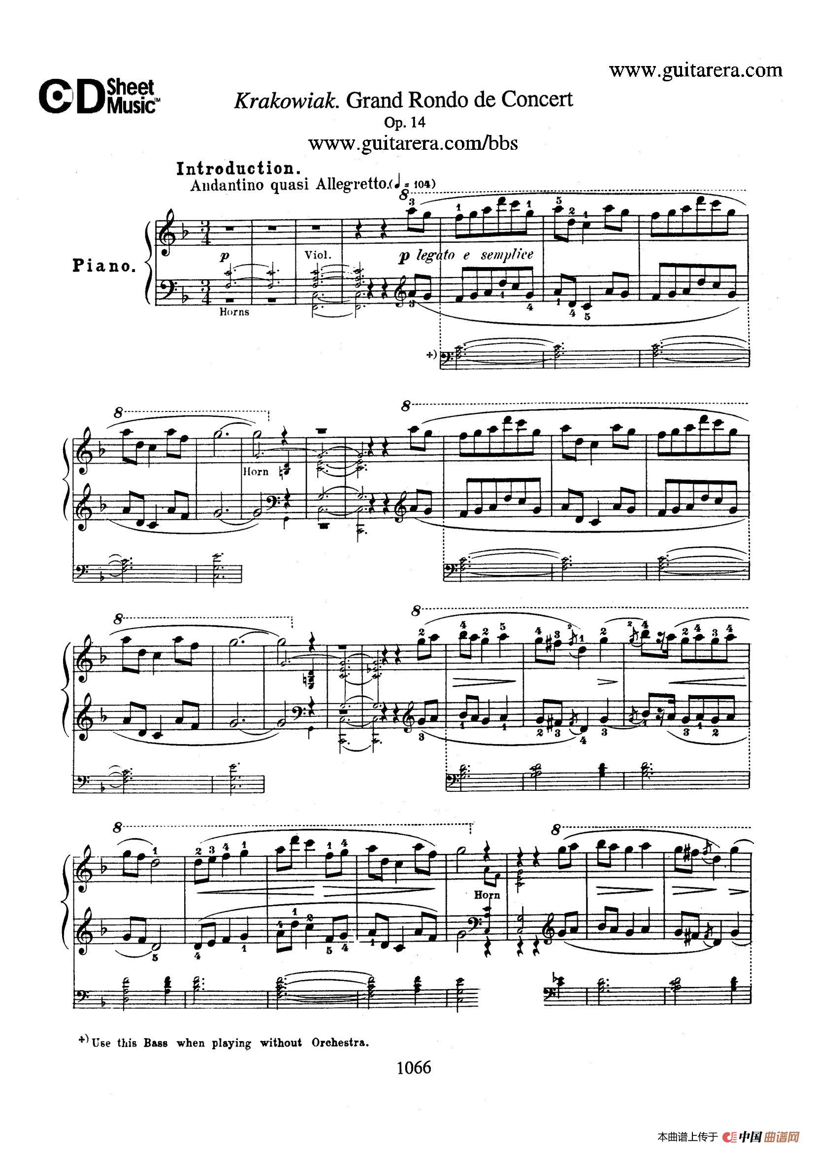 Krakowiak Grand Rondo de Concert Op.14 （克拉科维克音乐