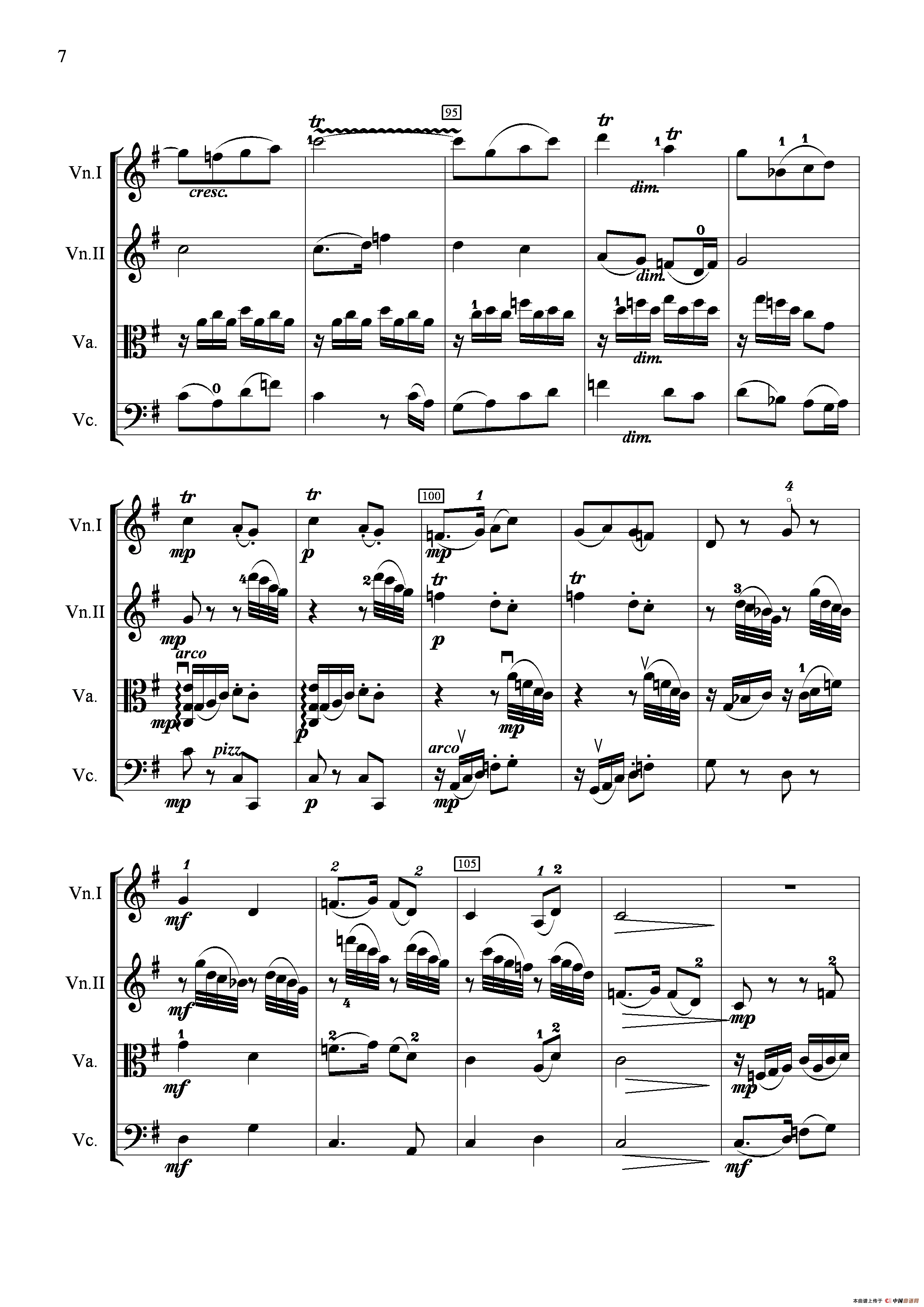 扑蝶舞曲（弦乐四重奏）小提琴谱