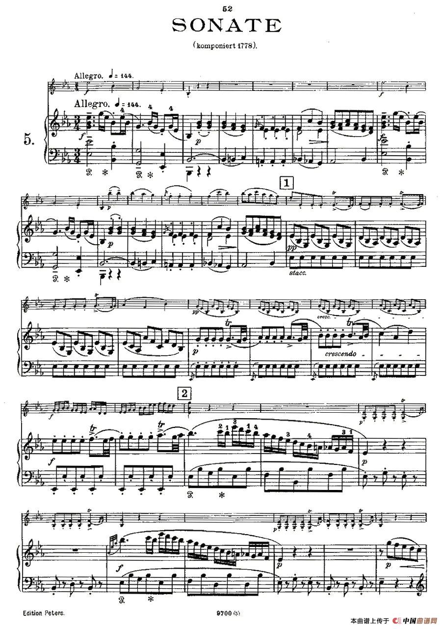 Mozart - Violin Sonata No.5, KV. 302（第五小提琴奏鸣曲