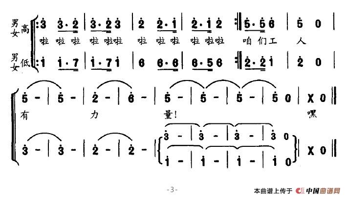 工人进行曲（夏劲风词 王建忠曲）合唱谱