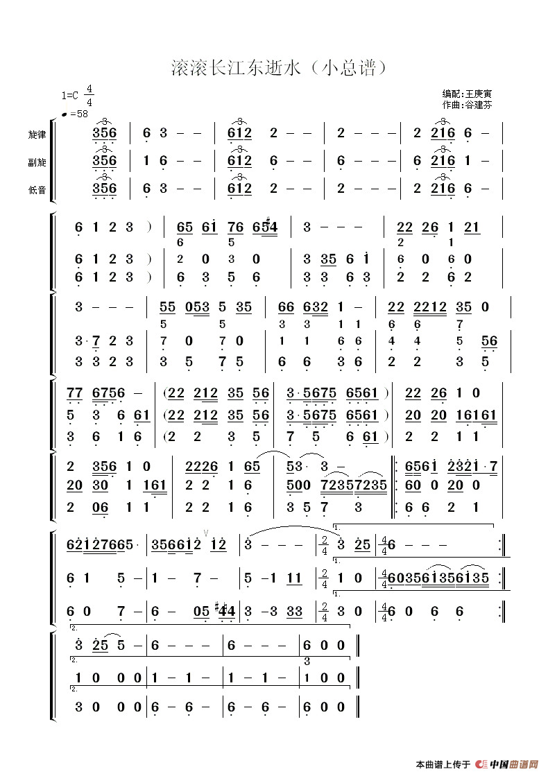 滚滚长江东逝水（小总谱）