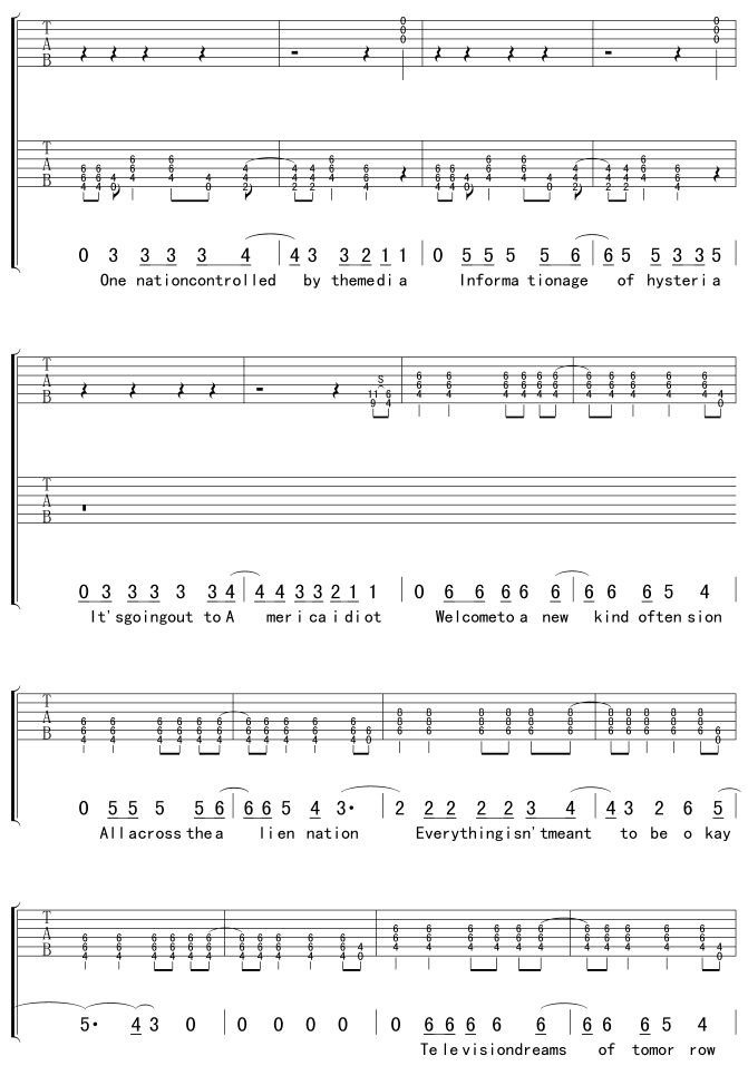 American Idiot吉他谱