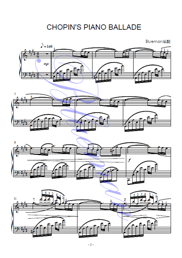 肖邦的钢琴叙事曲钢琴谱
