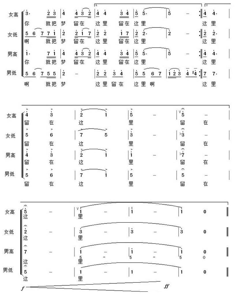 啊，金色的海西简谱(林东波，林玉坤作曲,福建省职业艺术学院合唱团演