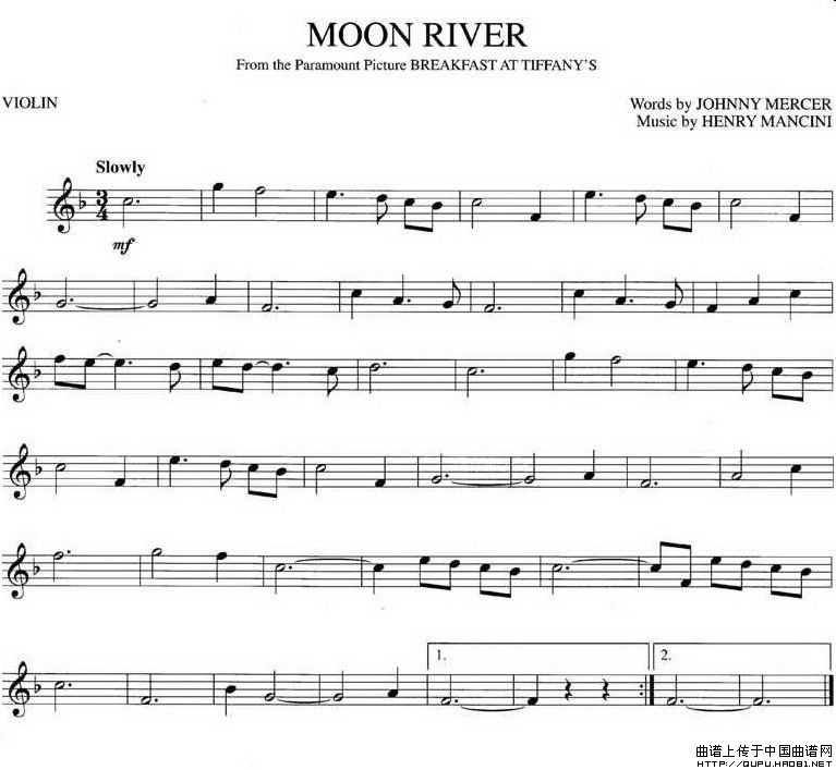 Moon River（月亮河）小提琴谱