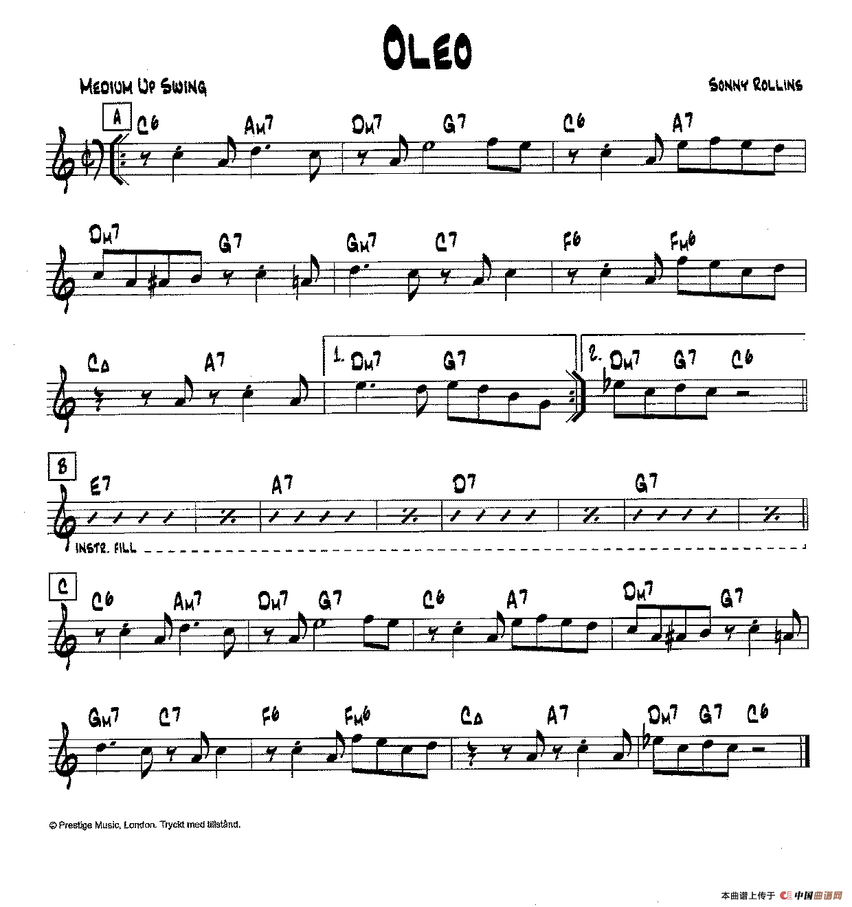 降B爵士乐谱：OLEO