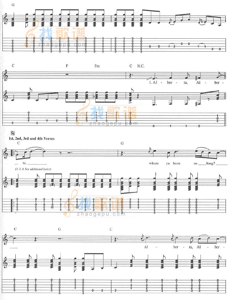 alberta吉他谱( 六线谱)-吉他谱