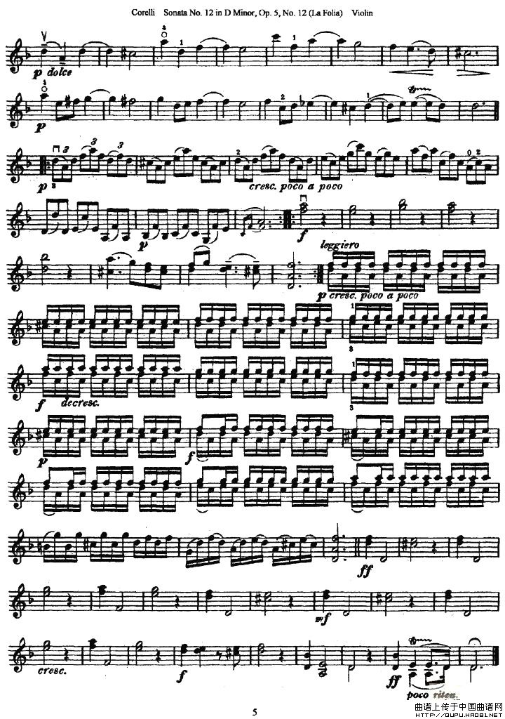 Sonata No.12 in D Minor小提琴谱