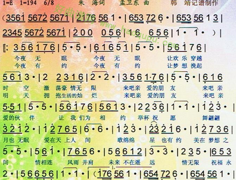 《今夜无眠》电子琴简谱第2张