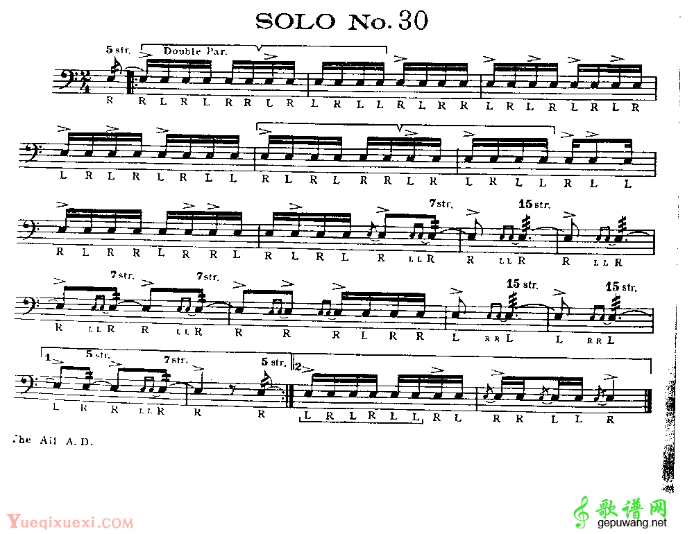 美国军鼓150条精华SOLO系列之《SOLO No.30》