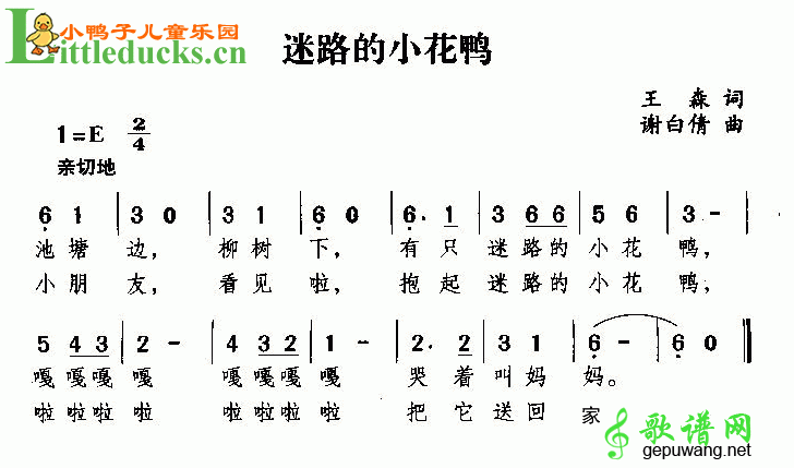 迷路的小花鸭简谱