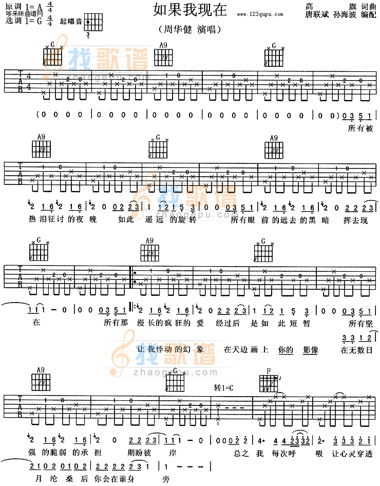 如果我现在-周华健吉他谱