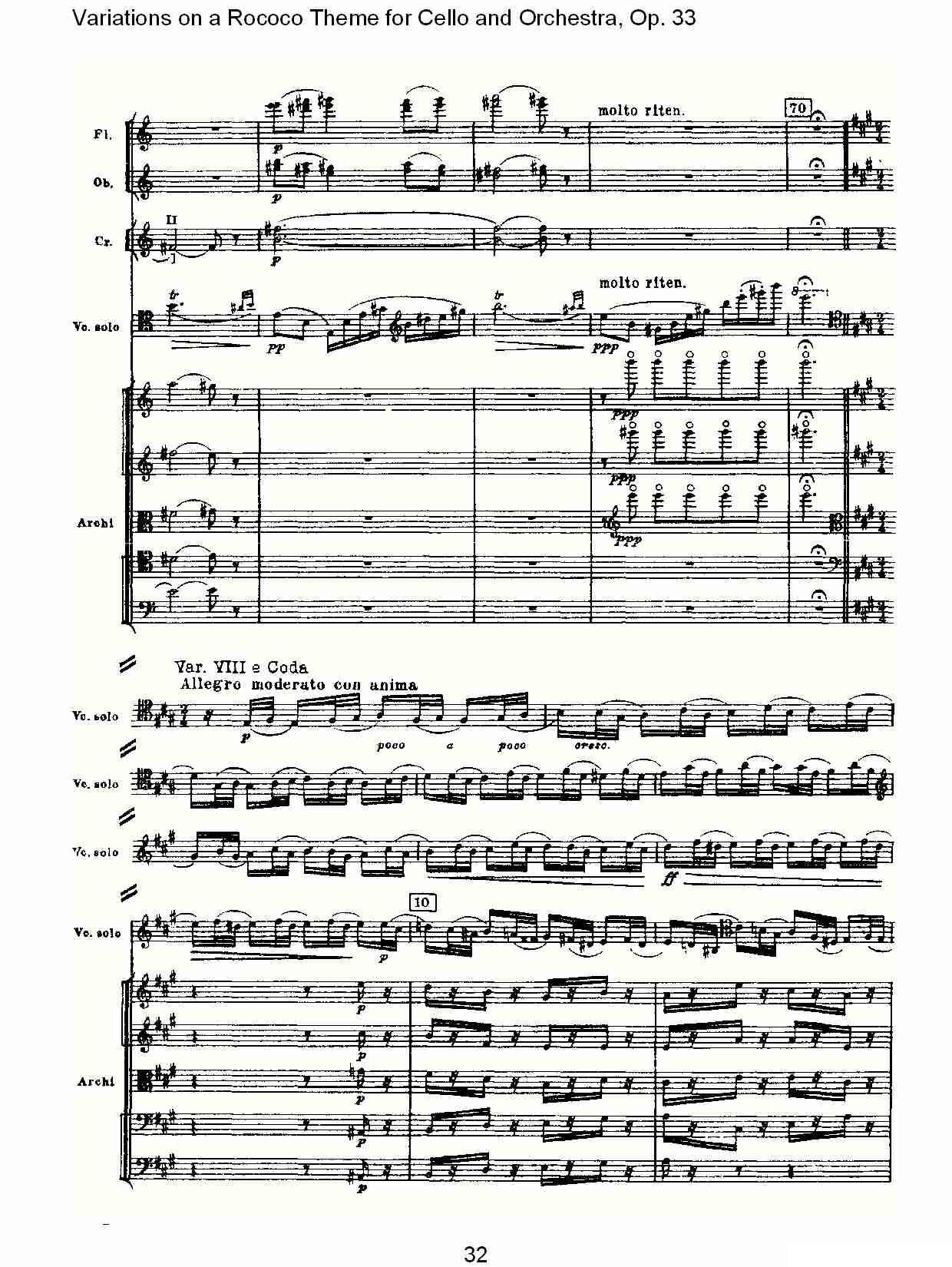 提琴乐谱曲谱 大提琴与管弦乐洛可可主题a小调变奏曲, Op.33（二）