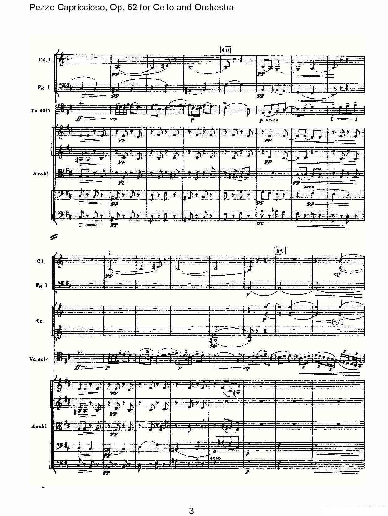 提琴乐谱曲谱 Pezzo Capriccioso, Op.62（大提琴与管弦乐）