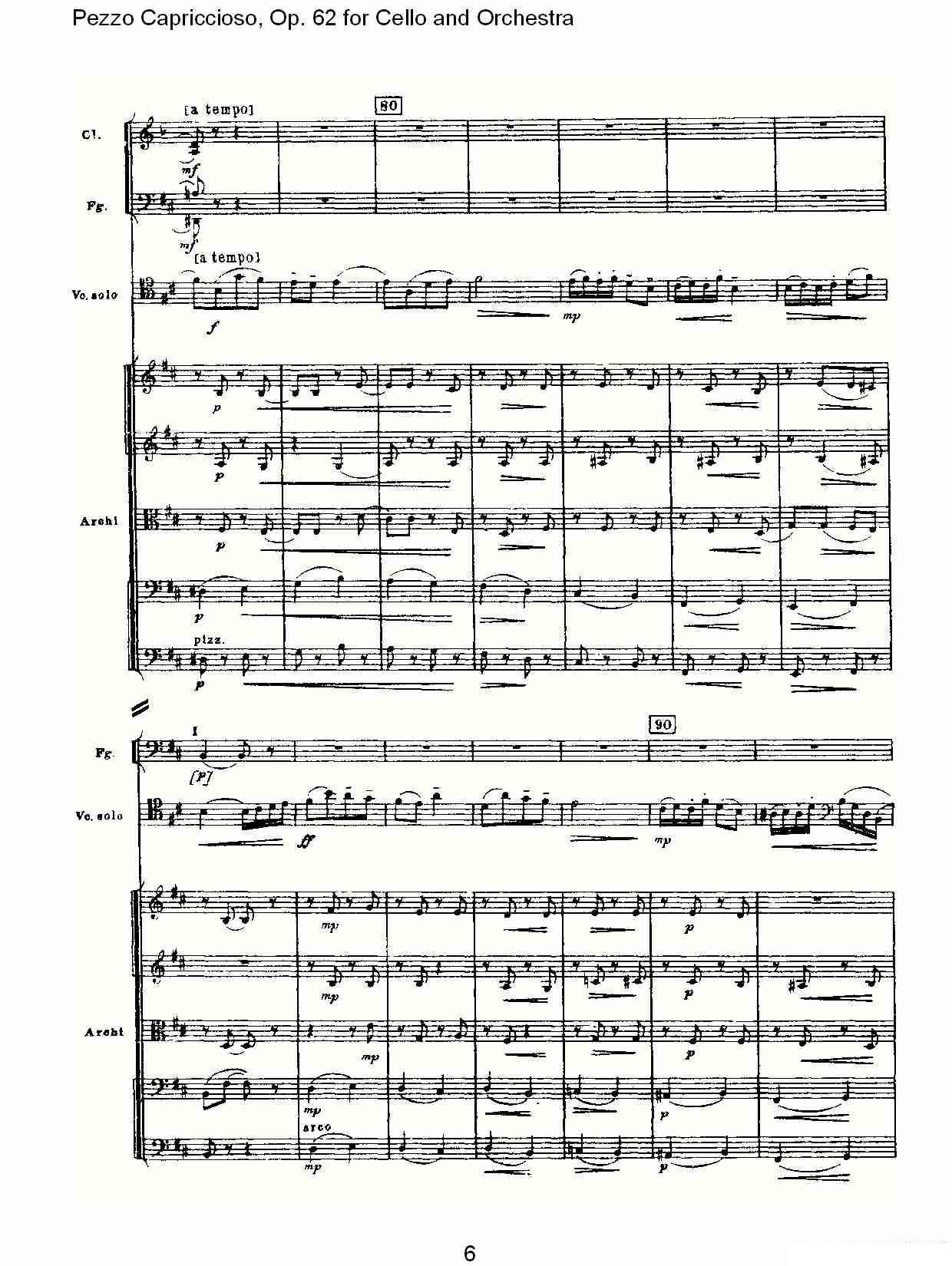 提琴乐谱曲谱 Pezzo Capriccioso, Op.62（大提琴与管弦乐）