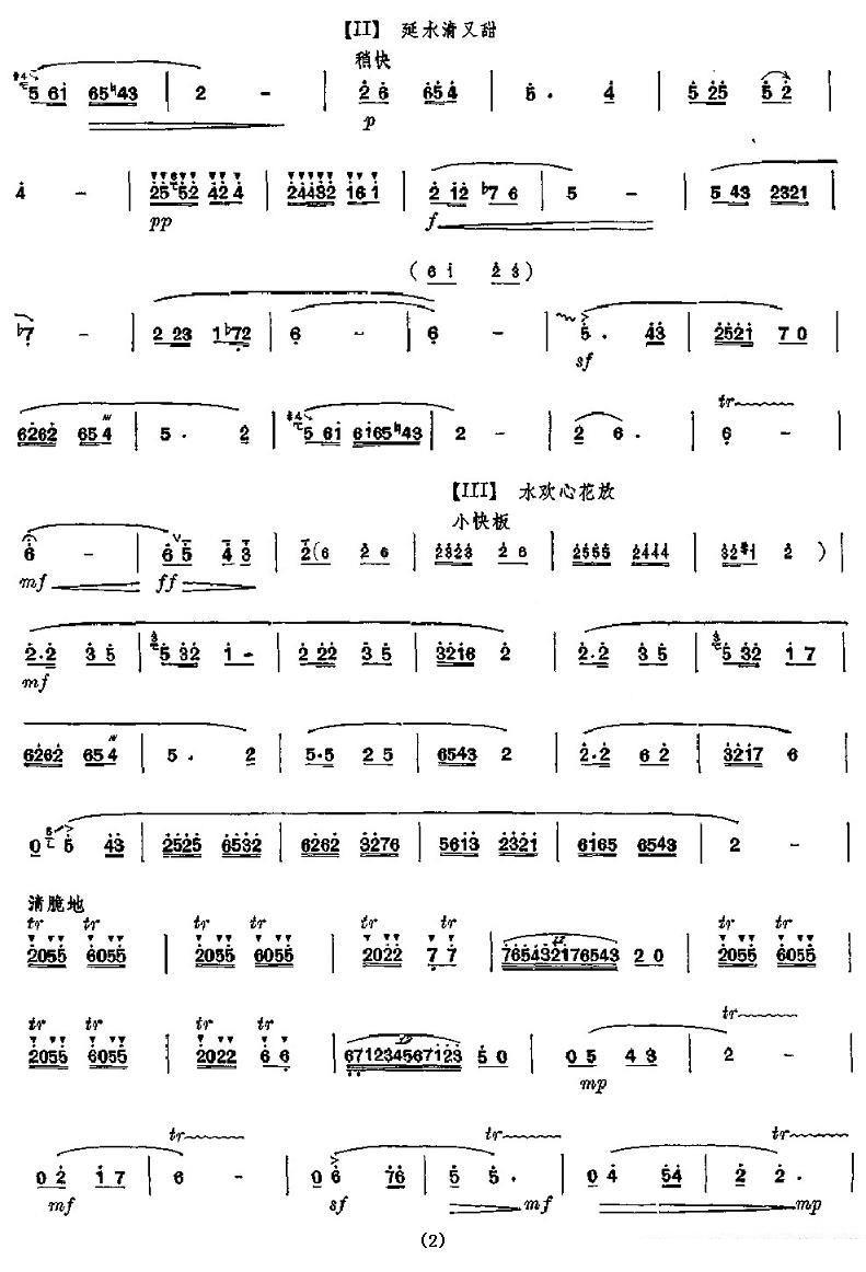 笛箫乐谱曲谱 延河水（许国华、孔庆宝曲）