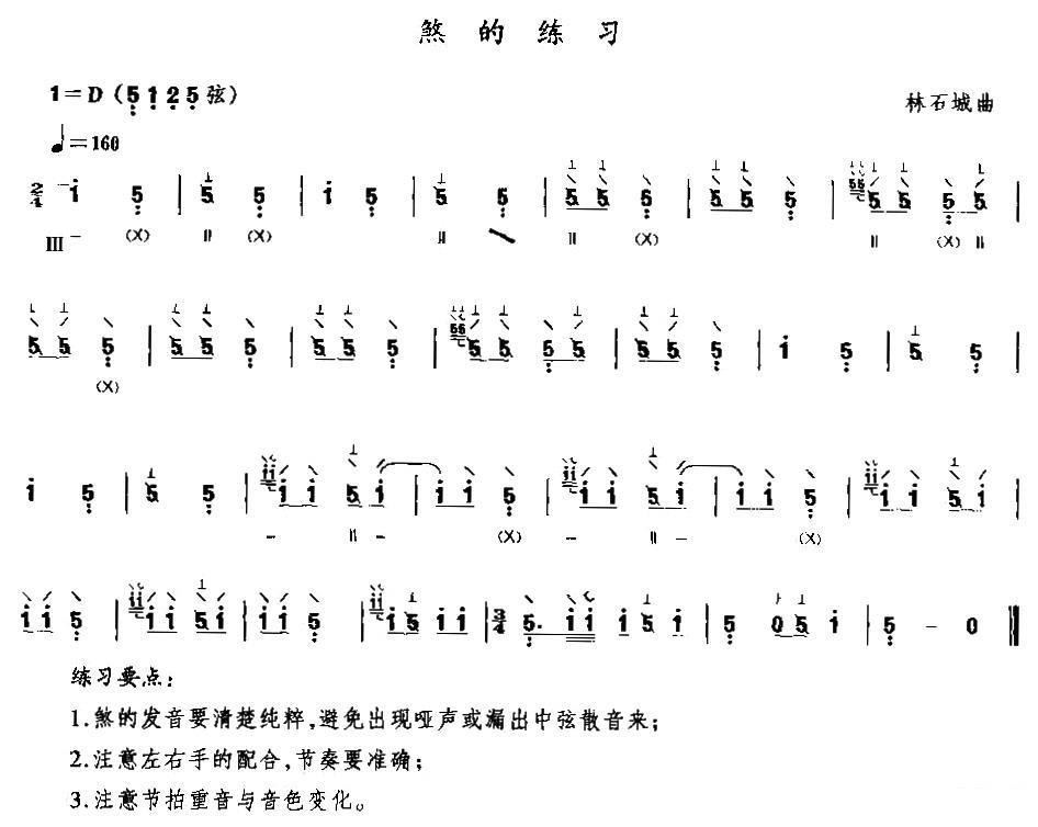 琵琶乐谱曲谱 煞的练习（林石城曲）