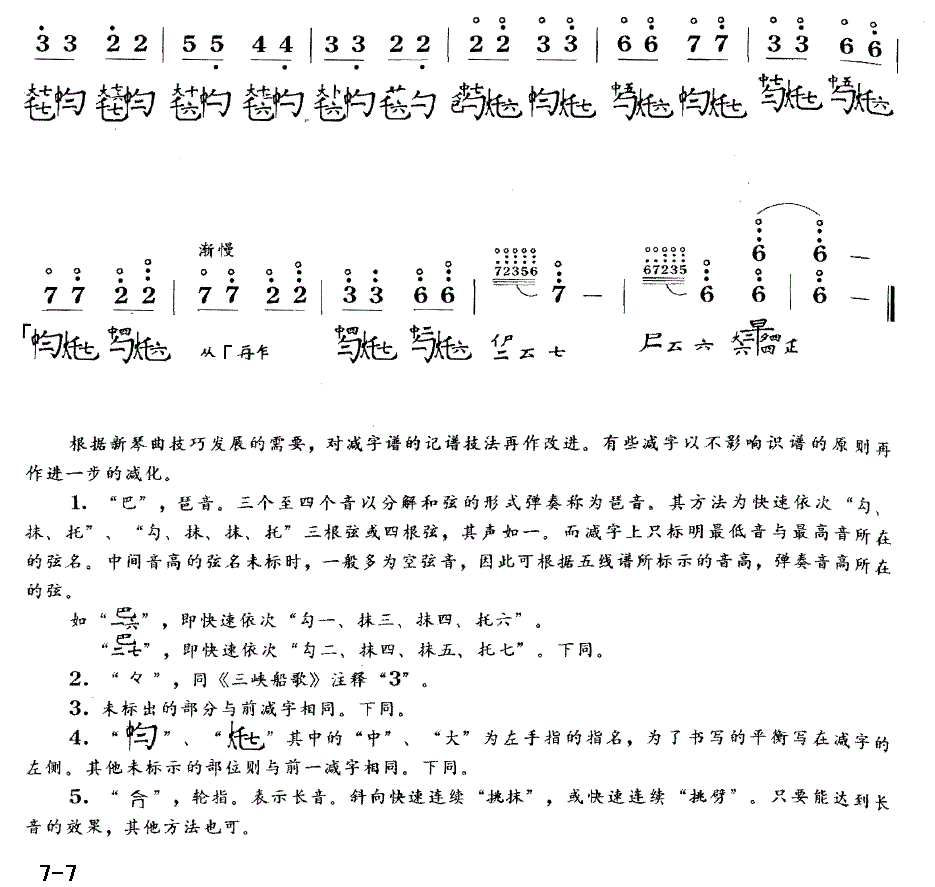 古筝古琴乐谱曲谱 春风（许国华、龚一曲 古琴谱）