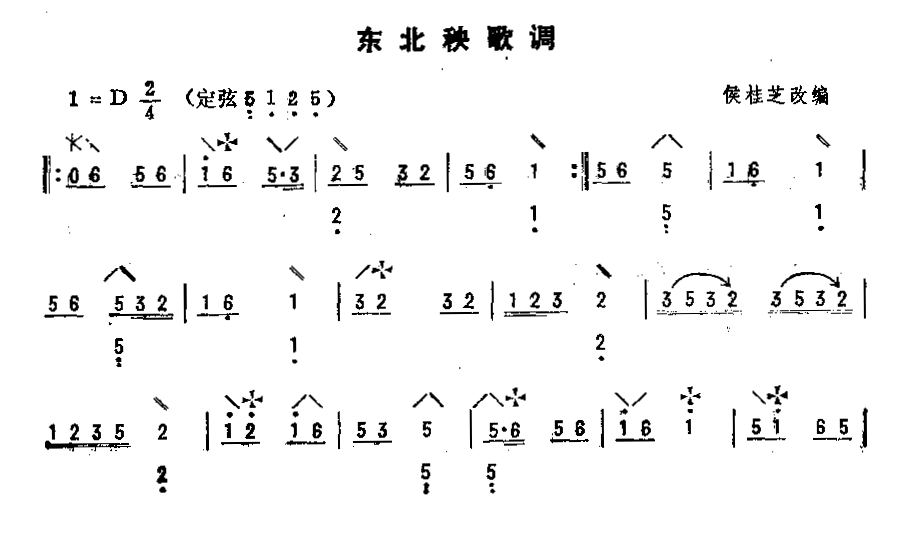 古筝古琴乐谱曲谱 东北秧歌调（候桂芝改编）