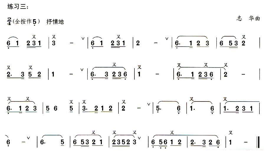 葫芦丝乐谱曲谱 葫芦丝技巧练习之四：叠音练习