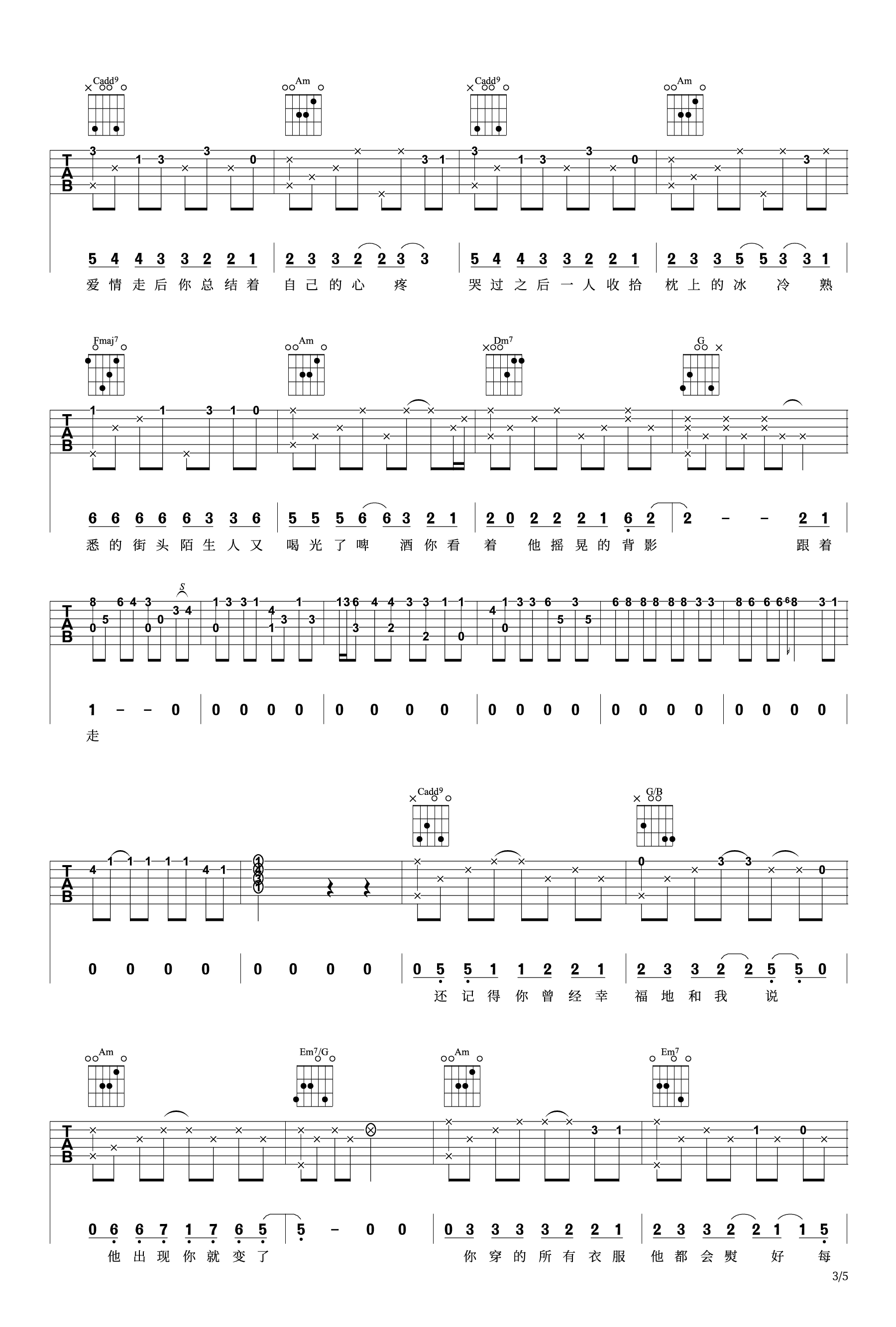 吉他谱乐谱 小说（百里屠夫演唱 网剧《芝麻》主题曲 C调弹唱六线谱）