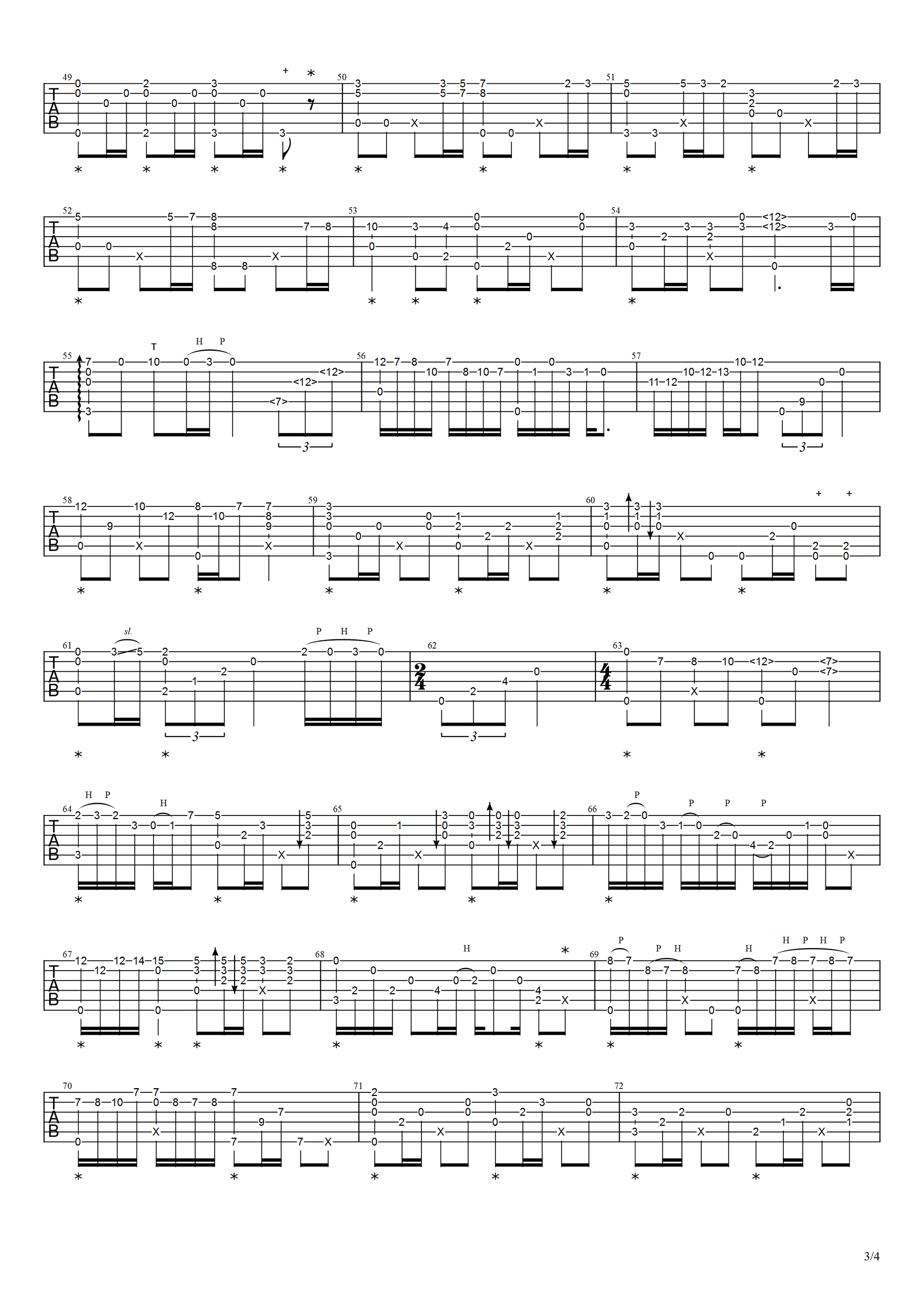 吉他谱乐谱 旧日的足迹（Beyond演唱 粤语歌曲 吉他独奏谱）