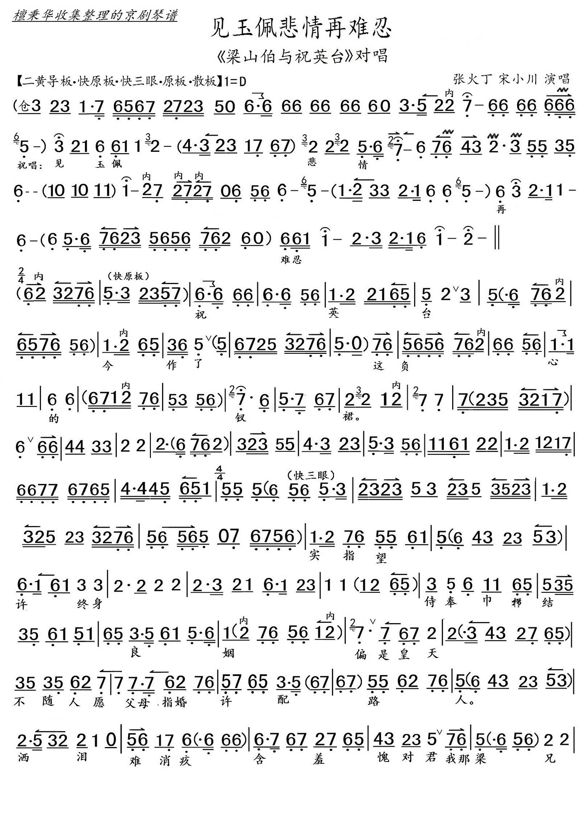 见玉佩悲情再难忍对唱（《梁山伯与祝英台》选段 京胡伴奏）