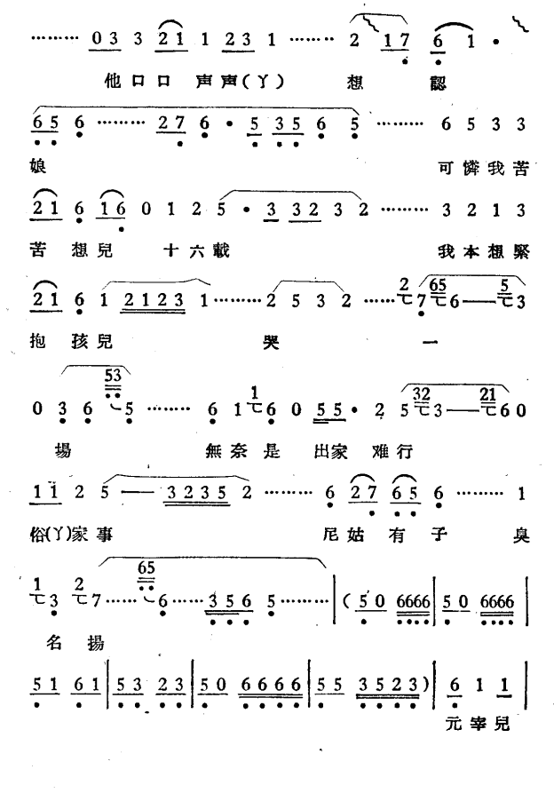 越剧戏曲谱 庵堂认母（一）疑子