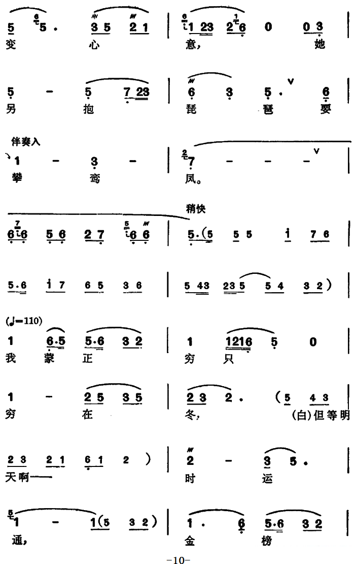 越剧戏曲谱 《评雪辩踪》吕蒙正唱段：朔风紧大雪飘