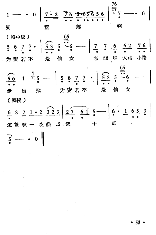 越剧戏曲谱 七仙姐唱：织锦记·槐荫分别