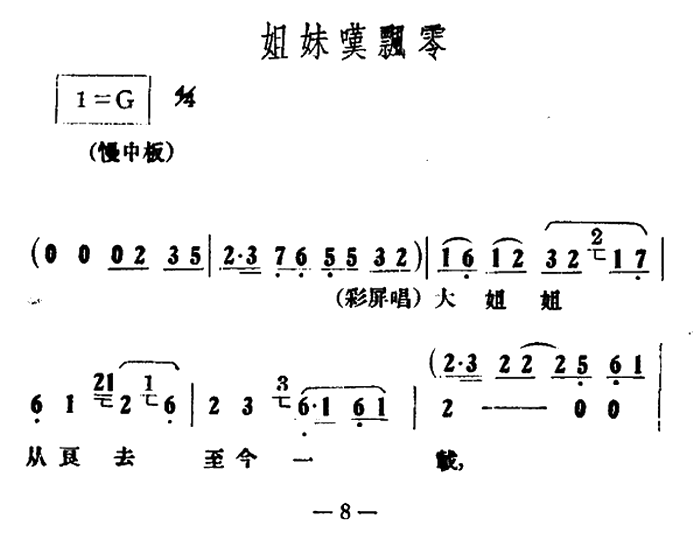 越剧戏曲谱 姐妹叹飘零（《情探》选段）