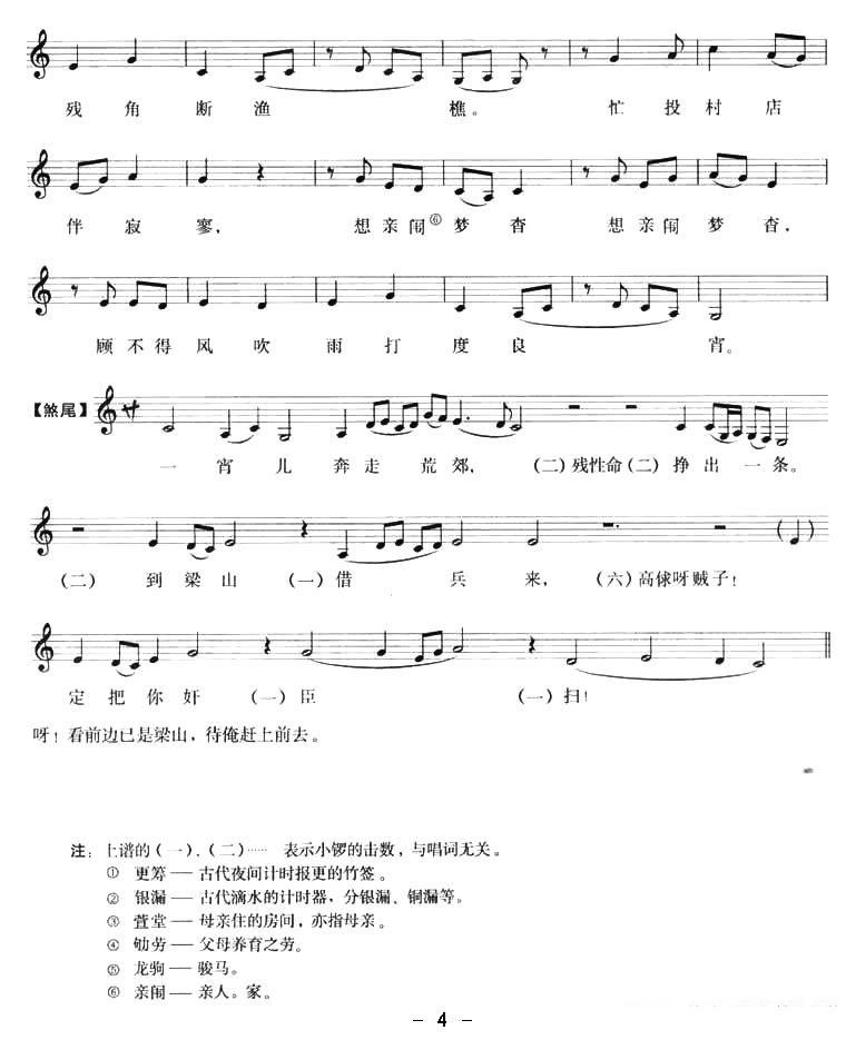 [昆曲]望家乡，去路遥（《林冲夜奔》选段 五线谱）